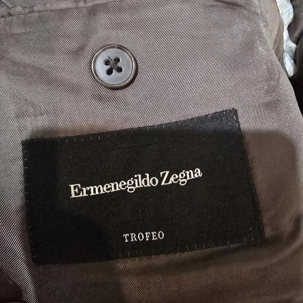 Ermenegildo Zegna Trofeo Brown Plaid Blazer Suit Jacket Wool 58L $1500 Retail